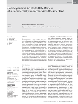 Hoodia Gordonii: an Up-To-Date Review of a Commercially Important Anti-Obesity Plant