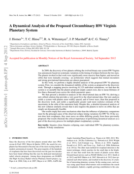 Arxiv:1209.0608V1 [Astro-Ph.EP] 4 Sep 2012 Methods: N-Body Simulations