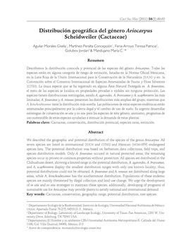 Distribución Geográfica Del Género Ariocarpus Scheidweiler (Cactaceae)