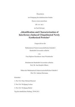 „Identification and Characterization of Interferon Induced Ubiquitinated