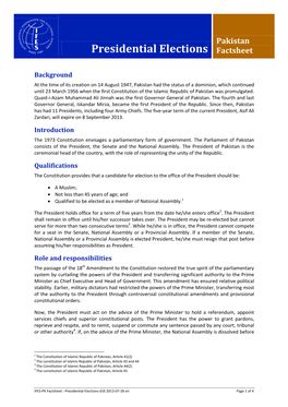 IFES Pakistan Fact Sheet: Presidential Elections (PDF)