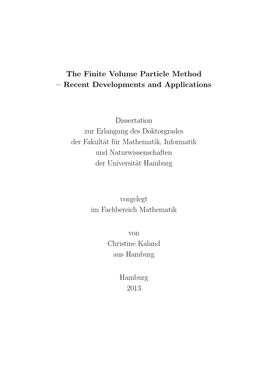 The Finite Volume Particle Method – Recent Developments and Applications
