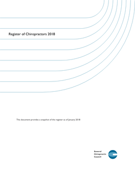 Register of Chiropractors 2018