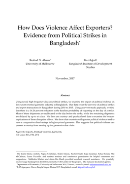 Evidence from Political Strikes in Bangladesh*