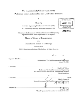 Archires Submitted to the Department of Civil and Environmental Engineering in Partial Fulfillment of the Requirements for the Degree Of