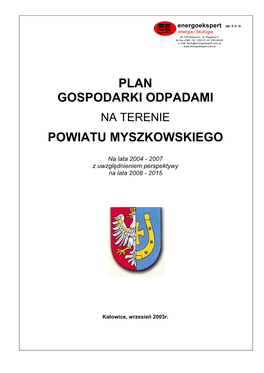 Plan Gospodarki Odpadami Powiatu Myszkowskiego