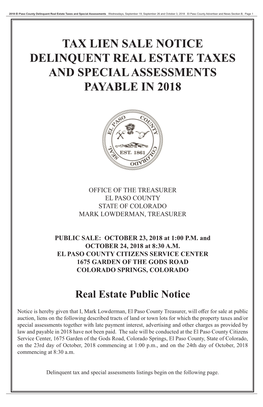 2018 REAL ESTATE Notice for 9-19, 9-26 and 10-3-18.Indd