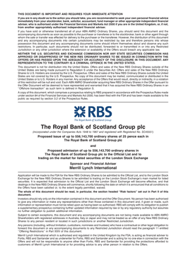 The Royal Bank of Scotland Group Plc (Incorporated Under the Companies Acts 1948 to 1967 and Registered with Registered No