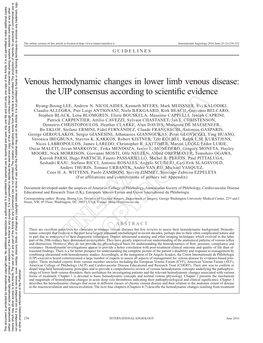 Venous Hemodynamic Changes in Lower Limb Venous Disease: the UIP Consensus According to Scientific Evidence