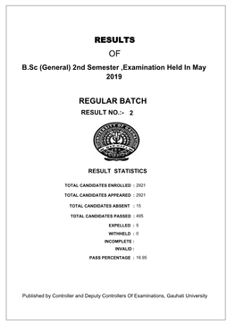 B.Sc (General) 2Nd Semester ,Examination Held in May 2019