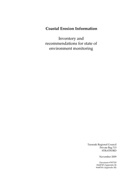 Coastal Erosion Information Inventory and Recommendations for State Of