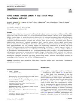 Insects in Food and Feed Systems in Sub-Saharan Africa: the Untapped Potentials