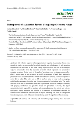 Bioinspired Soft Actuation System Using Shape Memory Alloys