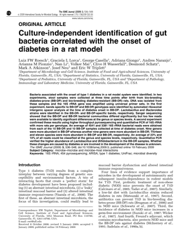 Culture-Independent Identification of Gut Bacteria Correlated with the Onset of Diabetes in a Rat Model