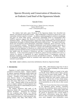 Species Diversity and Conservation of Mandarina, an Endemic Land Snail of the Ogasawara Islands