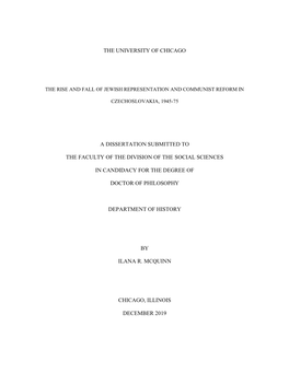 The University of Chicago a Dissertation Submitted To