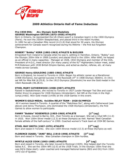 2009 Athletics Ontario Hall of Fame Inductees