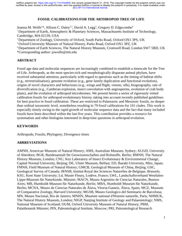 Fossil Calibrations for the Arthropod Tree of Life