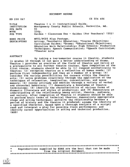 INSTITUTION Montgomery County Public Schools, Rockville, Md. PUB DATE 83 NOTE 114P. PUB TYPE Guides Classroom Use Guides (For Teachers)(052)