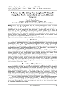 A Review on the Biology and Symptoms of Attack of Mango Red Banded Catterpillar ( Autocharis Albizonalis Hampson)