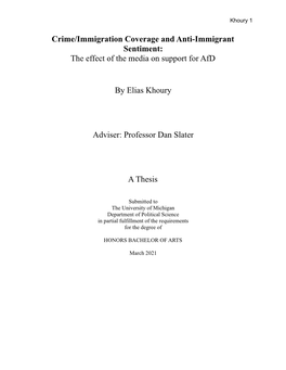 Crime/Immigration Coverage and Anti-Immigrant Sentiment: the Effect of the Media on Support for Afd