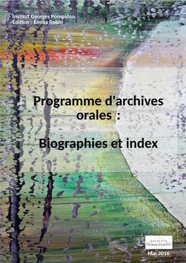 Programme D'archives Orales