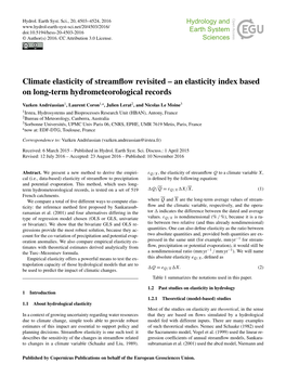 Climate Elasticity of Streamflow Revisited – an Elasticity Index Based