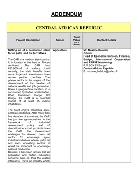 Addendum Central African Republic