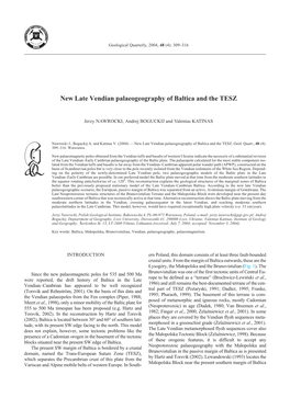 New Late Vendian Palaeogeography of Baltica and the TESZ