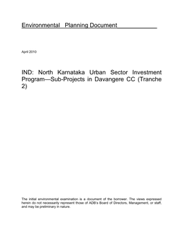 India: North Karnataka Urban Sector Investment Program