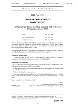 2000 No. 1374 LONDON GOVERNMENT ROAD TRAFFIC