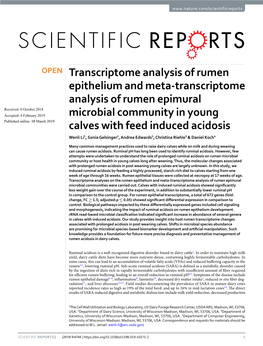 Transcriptome Analysis of Rumen Epithelium and Meta-Transcriptome