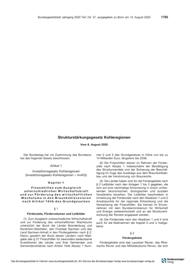 Strukturstärkungsgesetz Kohleregionen (Pdf)