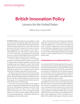 British Innovation Policy Lessons for the United States