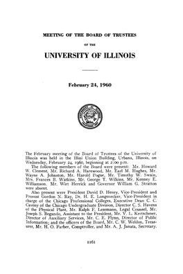 February 24, 1960, Minutes | UI Board of Trustees