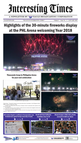 Highlights of the 30-Minute Fireworks Display at the PHL Arena Welcoming Year 2018