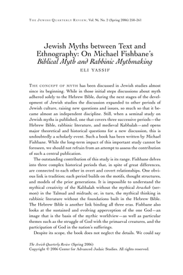 On Michael Fishbane's Biblical Myth And