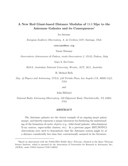 A New Red Giant-Based Distance Modulus of 13.3 Mpc to the Antennae Galaxies and Its Consequences1