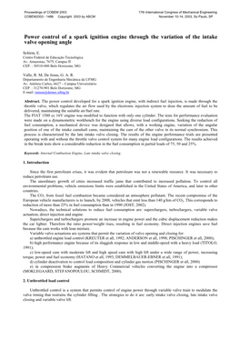 Power Control of a Spark Ignition Engine Through the Variation of the Intake Valve Opening Angle