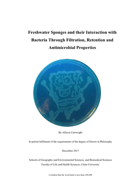 Freshwater Sponges and Their Interaction with Bacteria Through Filtration, Retention and Antimicrobial Properties