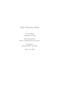 Multi–Precision Math