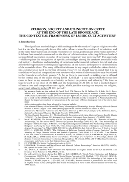 Religion, Society and Ethnicity on Crete at the End of the Late Bronze Age