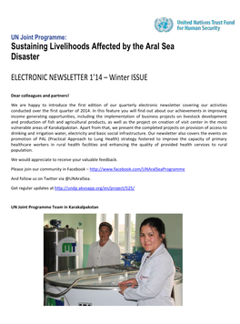 Sustaining Livelihoods Affected by the Aral Sea Disaster-Newsletter