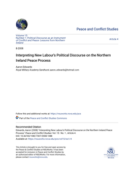 Interpreting New Labour's Political Discourse on the Northern Ireland Peace Process