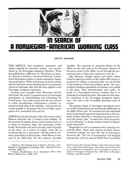 In Search of a Norwegian-American Working Class / John R. Jenswold