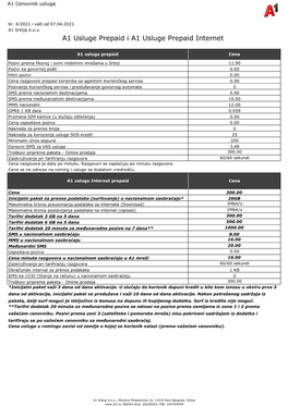 A1 Usluge Prepaid I A1 Usluge Prepaid Internet