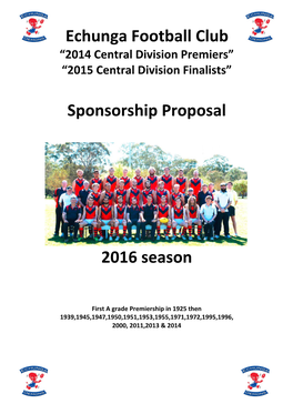 Echunga Football Club Sponsorship Proposal 2016 Season