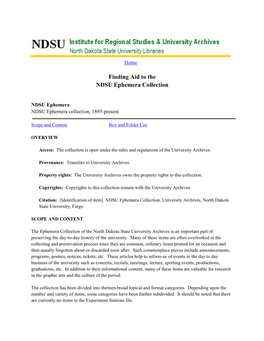 Finding Aid to the NDSU Ephemera Collection