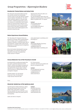 Group Programmes – Alpenregion Bludenz