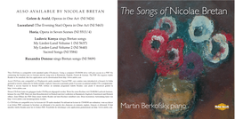 The Songs of Nicolae Bretan Golem & Arald , Operas in One Act (NI 5424)